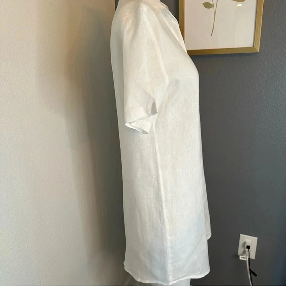 Elan Linen Button Down Collared Dress in White Size Small - Picture 3 of 9